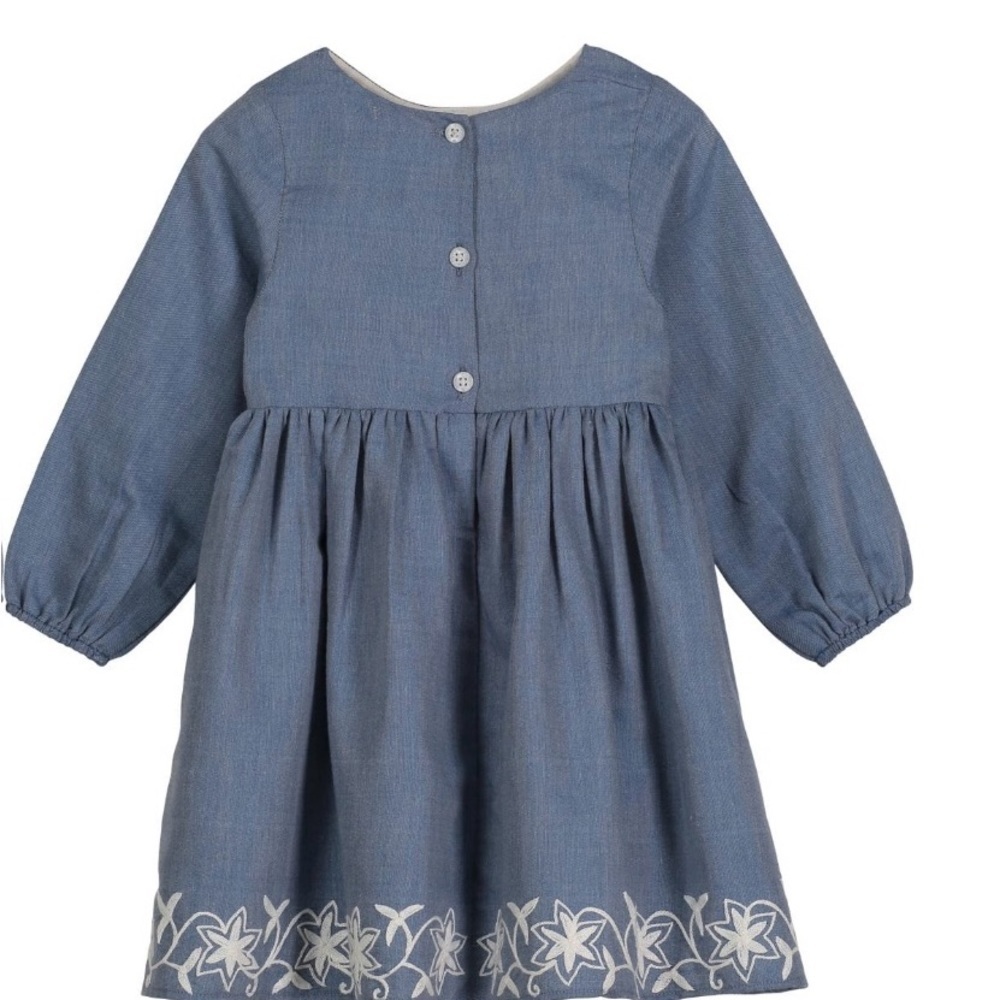 Pippa & Julie Embroidered Chambray A-Line Dress Size 12 Months Blue - Picture 2 of 5